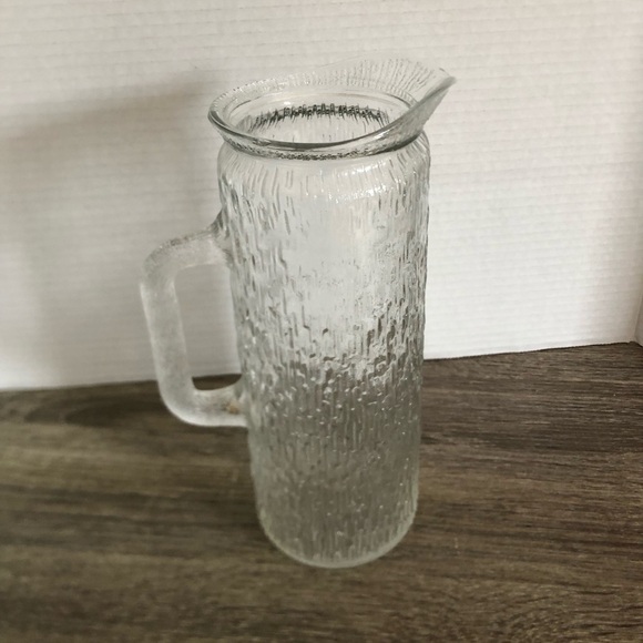 Vtg Bark Textured Glass Pitcher Rare - Picture 3 of 13